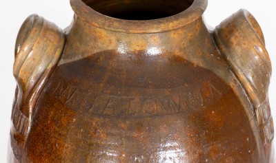 Exceedingly Rare and Important J. A. LOWE, Greene County, Tennessee Redware Jar