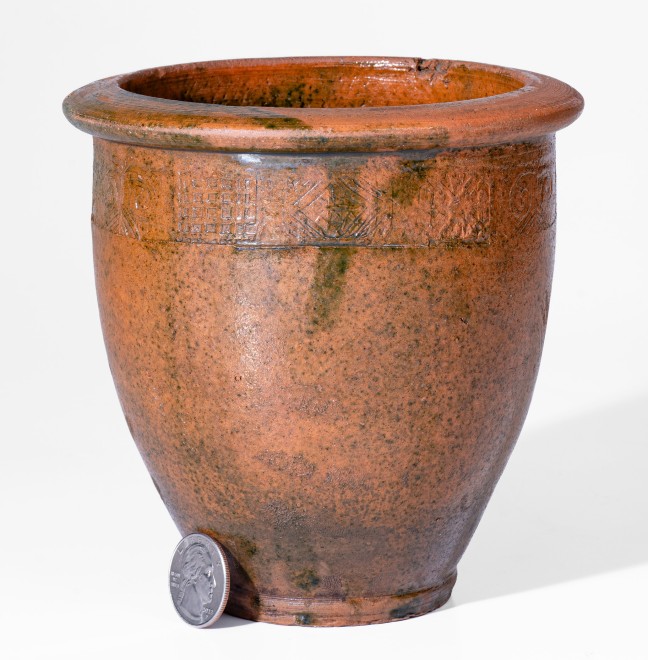 Rare Copper-Glazed Redware Jar attrib. J.A. Lowe or possibly Jackson Campbell, Greene County, TN