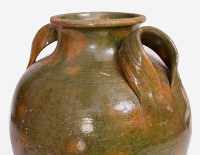 Rare and Fine Copper-Glazed Redware Jar attrib. Christopher Alexander Haun, Greene County, Tennessee