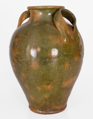 Rare and Fine Copper-Glazed Redware Jar attrib. Christopher Alexander Haun, Greene County, Tennessee