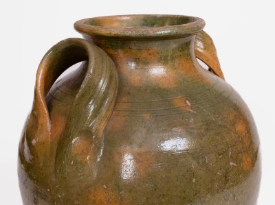 Rare and Fine Copper-Glazed Redware Jar attrib. Christopher Alexander Haun, Greene County, Tennessee