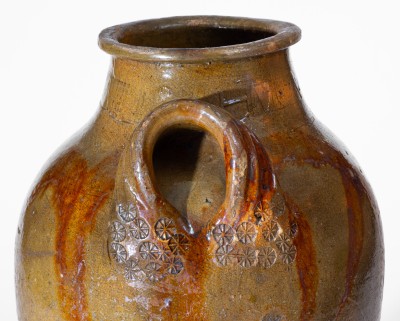 Extremely Rare HAUN (Christopher Alexander Haun), Greene County, TN Redware Jar w/ Exuberant Manganese Brushwork