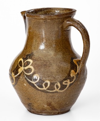 Rare and Fine Stoneware Pitcher w/ Two-Color Slip Decoration, att. Phoenix Factory, Edgefield District, SC, c1840