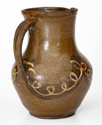 Rare and Fine Stoneware Pitcher w/ Two-Color Slip Decoration, att. Phoenix Factory, Edgefield District, SC, c1840