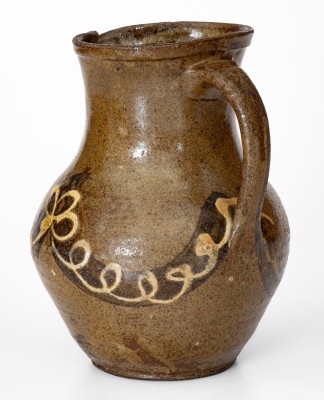 Rare and Fine Stoneware Pitcher w/ Two-Color Slip Decoration, att. Phoenix Factory, Edgefield District, SC, c1840