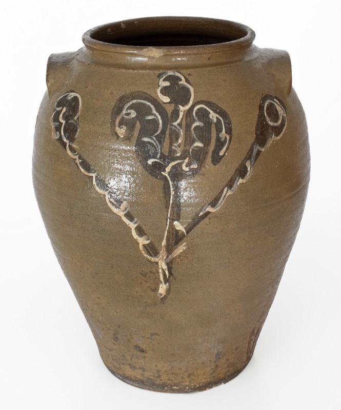 Exceptional Five-Gallon Stoneware Jar w/ Elaborate Two-Color Slip Decoration, att. Phoenix Factory, Edgefield District, SC, c1840