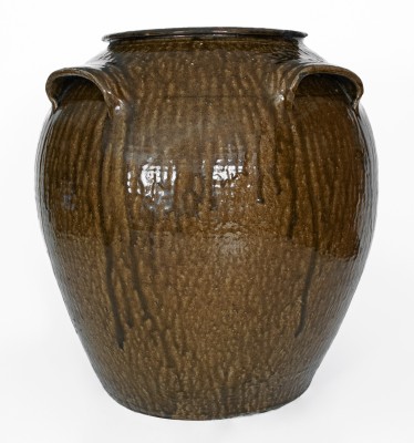 Outstanding Fifteen-Gallon Alkaline-Glazed Stoneware Jar, Stamped DS (Daniel Seagle, Vale, NC, c1840)