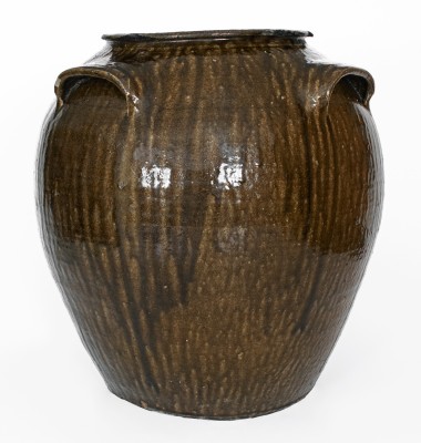 Outstanding Fifteen-Gallon Alkaline-Glazed Stoneware Jar, Stamped DS (Daniel Seagle, Vale, NC, c1840)