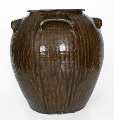 Outstanding Fifteen-Gallon Alkaline-Glazed Stoneware Jar, Stamped DS (Daniel Seagle, Vale, NC, c1840)