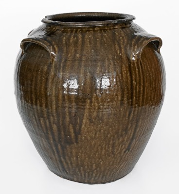 Outstanding Fifteen-Gallon Alkaline-Glazed Stoneware Jar, Stamped DS (Daniel Seagle, Vale, NC, c1840)