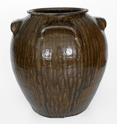 Outstanding Fifteen-Gallon Alkaline-Glazed Stoneware Jar, Stamped DS (Daniel Seagle, Vale, NC, c1840)