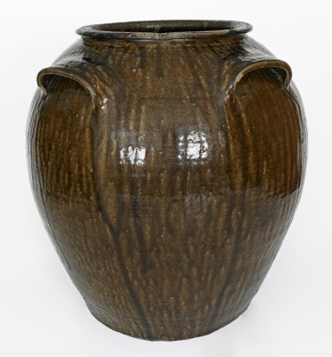 Outstanding Fifteen-Gallon Alkaline-Glazed Stoneware Jar, Stamped DS (Daniel Seagle, Vale, NC, c1840)