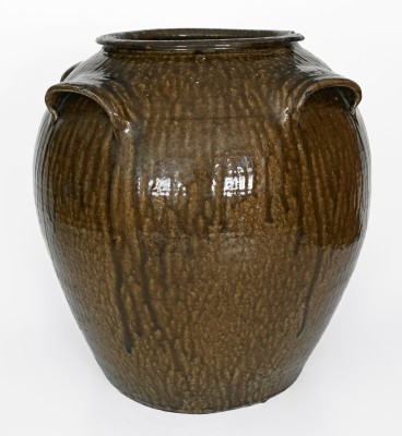 Outstanding Fifteen-Gallon Alkaline-Glazed Stoneware Jar, Stamped DS (Daniel Seagle, Vale, NC, c1840)