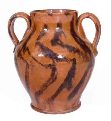 Exceptional Cain Pottery, Sullivan County, Tennessee Redware Jar Inscribed 