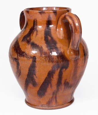 Exceptional Cain Pottery, Sullivan County, Tennessee Redware Jar Inscribed 