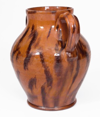 Exceptional Cain Pottery, Sullivan County, Tennessee Redware Jar Inscribed 