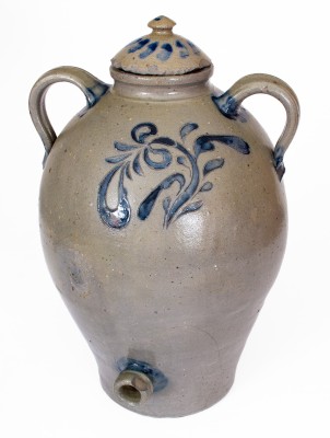 Very Important Lidded Stoneware Water Cooler w/ Incised Decoration: 