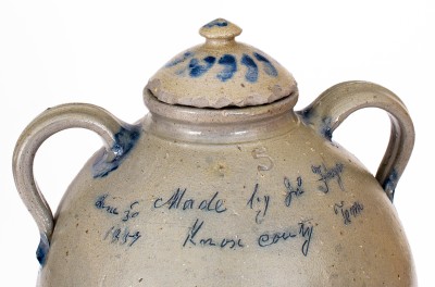 Very Important Lidded Stoneware Water Cooler w/ Incised Decoration: 