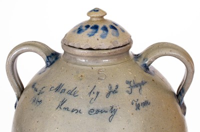 Very Important Lidded Stoneware Water Cooler w/ Incised Decoration: 