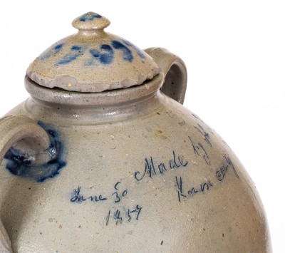 Very Important Lidded Stoneware Water Cooler w/ Incised Decoration: 