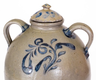 Very Important Lidded Stoneware Water Cooler w/ Incised Decoration: 