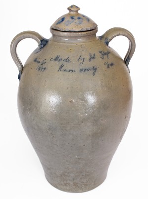 Very Important Lidded Stoneware Water Cooler w/ Incised Decoration: 