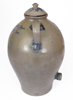 Very Important Lidded Stoneware Water Cooler w/ Incised Decoration: 