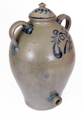 Very Important Lidded Stoneware Water Cooler w/ Incised Decoration: 