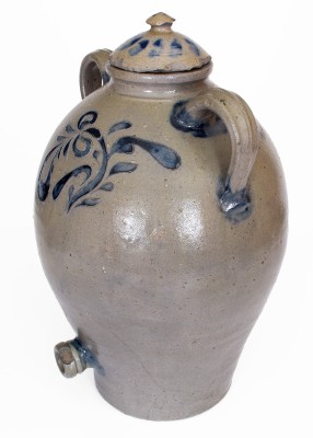 Very Important Lidded Stoneware Water Cooler w/ Incised Decoration: 