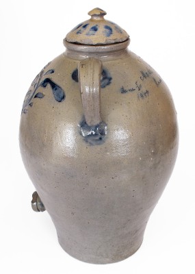 Very Important Lidded Stoneware Water Cooler w/ Incised Decoration: 