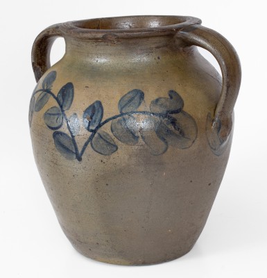 Very Rare Rockingham County, VA Vertical-Handled Stoneware Jar attrib. Andrew Coffman / Zigler, Timberville, circa 1835