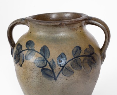 Very Rare Rockingham County, VA Vertical-Handled Stoneware Jar attrib. Andrew Coffman / Zigler, Timberville, circa 1835