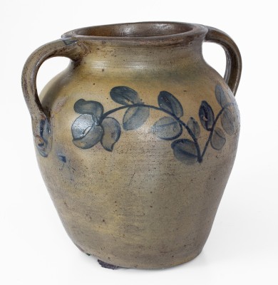 Very Rare Rockingham County, VA Vertical-Handled Stoneware Jar attrib. Andrew Coffman / Zigler, Timberville, circa 1835