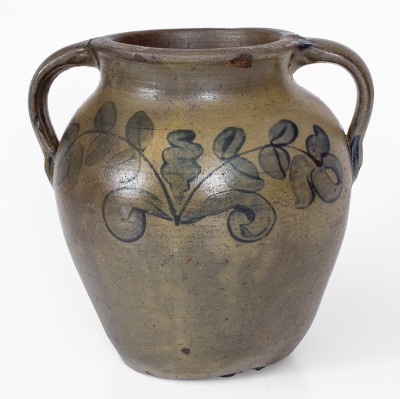 Very Rare Rockingham County, VA Vertical-Handled Stoneware Jar attrib. Andrew Coffman / Zigler, Timberville, circa 1835