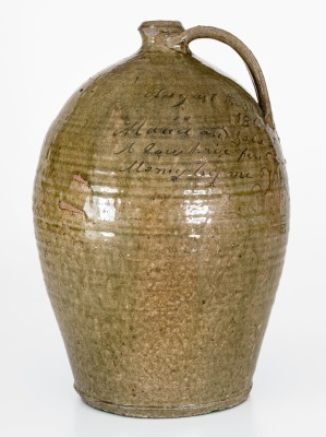 Highly Important Thomas Owenby, Union District, SC 1864 Stoneware Jug: 