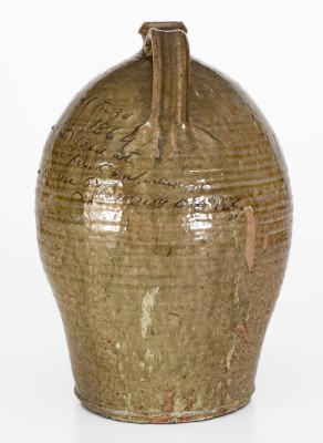 Highly Important Thomas Owenby, Union District, SC 1864 Stoneware Jug: 