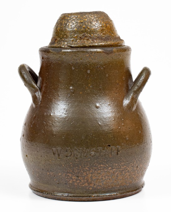 Possibly Unique W GRINSTAFF, Tennessee Salt-Glazed Stoneware Lidded Sugar Bowl