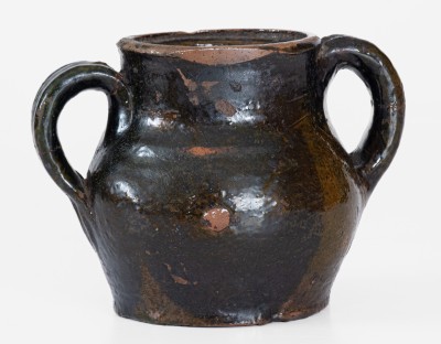 Extremely Rare Copper-Glazed Redware Sugar Bowl, attrib. Christopher Alexander Haun, Greene County, TN