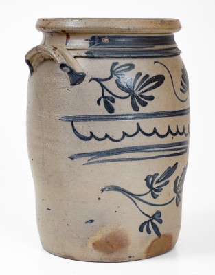 Rare and Fine D.G. THOMPSON / Morgantown, West Virginia Three-Gallon Stoneware Jar w/ Elaborate Decoration