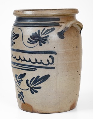 Rare and Fine D.G. THOMPSON / Morgantown, West Virginia Three-Gallon Stoneware Jar w/ Elaborate Decoration