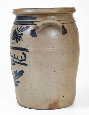 Rare and Fine D.G. THOMPSON / Morgantown, West Virginia Three-Gallon Stoneware Jar w/ Elaborate Decoration