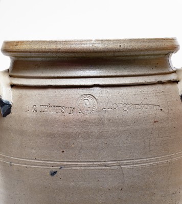 Rare and Fine D.G. THOMPSON / Morgantown, West Virginia Three-Gallon Stoneware Jar w/ Elaborate Decoration